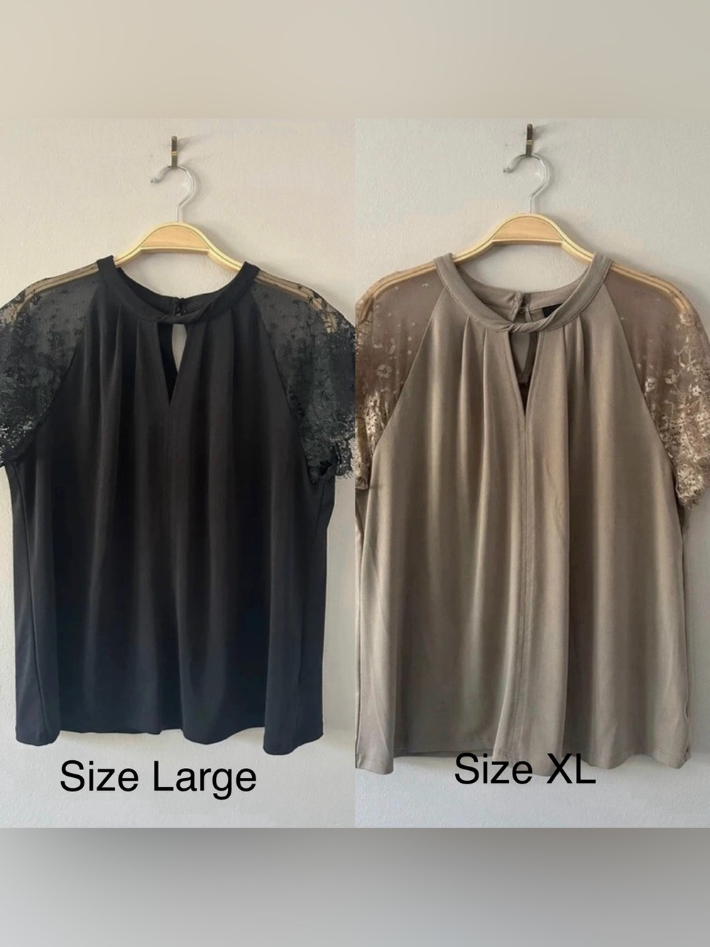 Worthington Petite Lace Sleeve Blouse Bundle – PL & PXL Black/Taupe - Picture 2 of 12